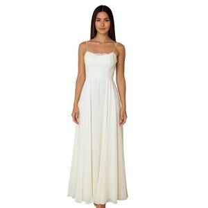 House of Bianchi wedding dress beaded sleeveless spaghetti strap IVORY SZ 10